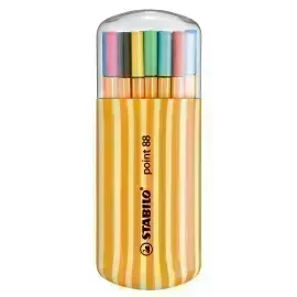 Micropunta/Felpa, Point 88, Punta Fina 0.4 mm, Estuche Oval Zebrui x 20. 20 Colores Surtidos