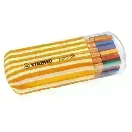 Micropunta/Felpa, Point 88, Punta Fina 0.4 mm, Estuche Oval Zebrui x 20. 20 Colores Surtidos