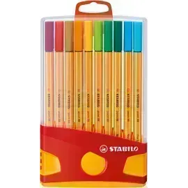 Micropunta/Felpa, Point 88, Punta Fina  0.4 mm, Estuche x 20 - Color Parade. 20 Colores Surtidos