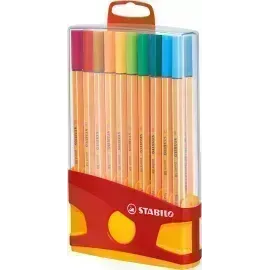 Micropunta/Felpa, Point 88, Punta Fina  0.4 mm, Estuche x 20 - Color Parade. 20 Colores Surtidos