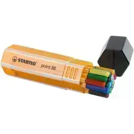 Micropunta/Felpa, Point 88, Punta Fina  0.4 mm, Estuche x 20 - Big Point Box. 20 Colores Surtidos