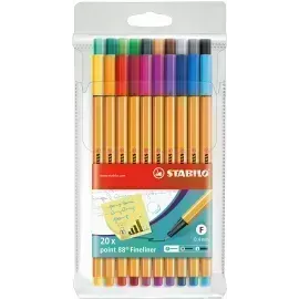 Micropunta/Felpa, Point 88, Punta Fina 0.4 mm, Estuche x 20. 20 Colores Surtidos