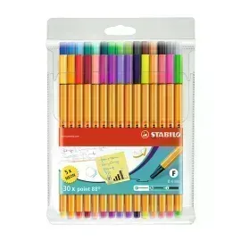 Micropunta/Felpa, Point 88, Punta Fina  0.4 mm, Estuche x 30. 25 Colores Básicos + 5 Colores Neón, Surtidos