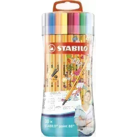 Micropunta/Felpa, Point 88, Punta Fina  0.4 mm, Estuche Sleeve  x 30 Unds., 30 Colores Surtidos