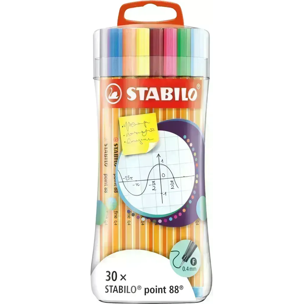 Micropunta/Felpa, Point 88, Punta Fina  0.4 mm, Estuche Sleeve  x 30 Unds., 30 Colores Surtidos