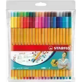 Micropunta/Felpa, Point 88, Punta Fina  0.4 mm, Estuche x 40. 40 Colores Surtidos