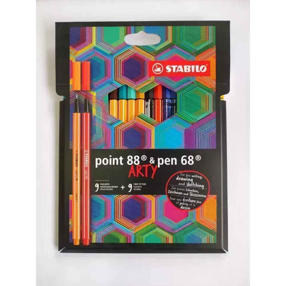 Micropunta/Felpa, Point 88 + Pen 68, Estuche ARTY x 18 Unds. Colores Surtidos