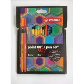 Micropunta/Felpa, Point 88 + Pen 68, Estuche ARTY x 18 Unds. Colores Surtidos
