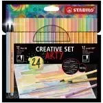 Micropunta/Felpa, Point 88 + Pen 68, Estuche ARTY x 24 Unds. Colores Pastel Surtidos