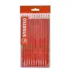 Lápices de Color, Largos, Rojo, Cuerpo Hexagonal, Mina 2.5 mm, Pack x 12 Unds.