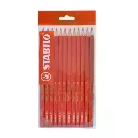 Lápices de Color, Largos, Rojo, Cuerpo Hexagonal, Mina 2.5 mm, Pack x 12 Unds.