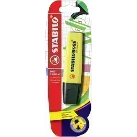Resaltador, Boss, Punta Biselada 2.0-5.0 mm, Colores Fluo, Amarillo, Blister x 1 Und.