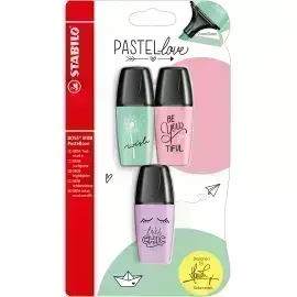 Resaltador, Boss Mini, Punta Biselada 2.0-5.0 mm, Colores Pastel, Estuche x 3 Unds. Colores Surtidos