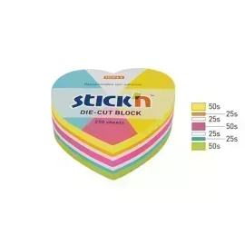Cubo N. Adhesivas Neón, Corazón, 7 col. Multicolor, 250 h.