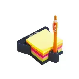 Cubo N. Adhesivas Neón, 3" x 3", con dispensador Porta Bolíg., 400 h. 