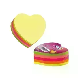 Cubo N. Adhesivas Neón, 3" x 3" Corazón, Multicolor, 250 h.