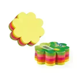 Cubo N. Adhesivas Neón, 3" x 3" Flor, Multicolor, 250 h.