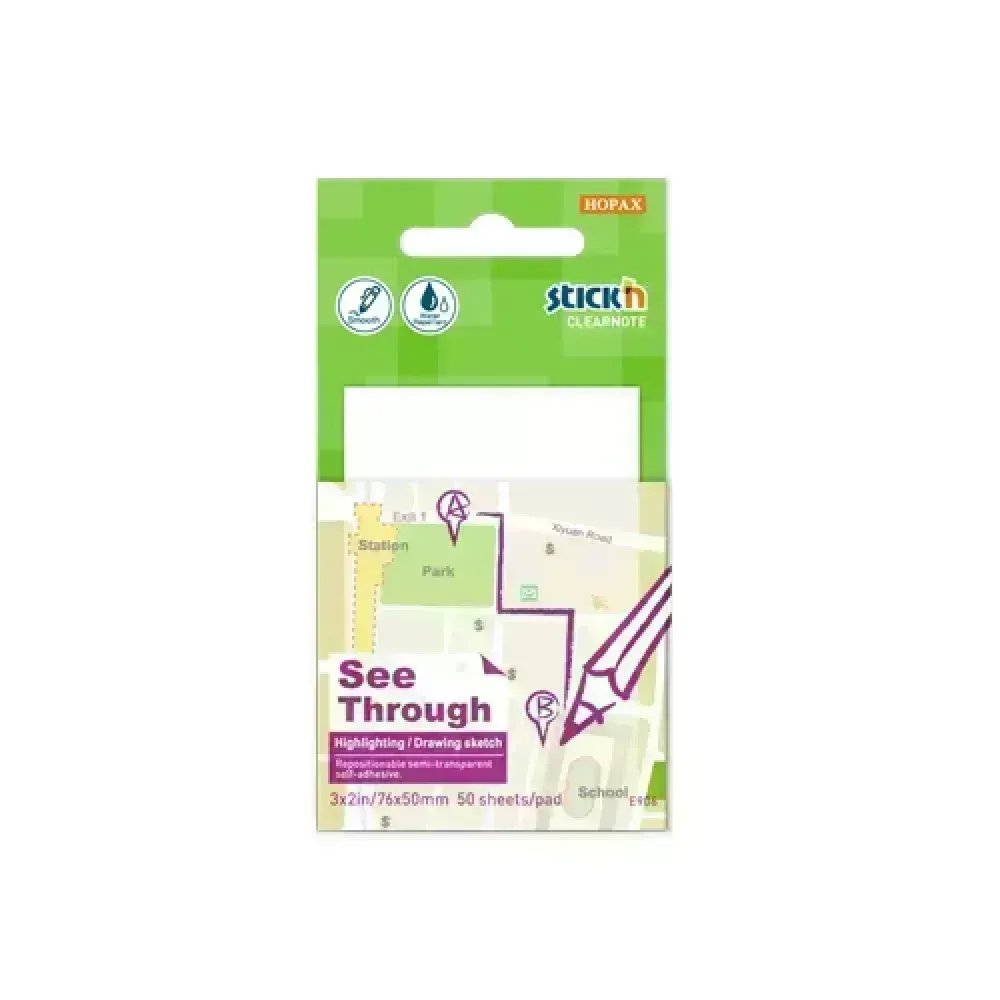 Notas Adh. Transparentes, 3" x 2", Blanco Traslucido Block x 50 h.