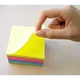 Cubo N. Adhesivas Neón, 3" x 3", Amarillo, 400 h.
