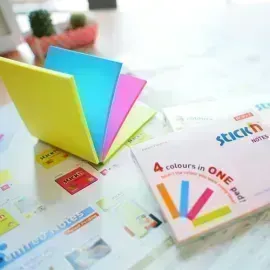 Notas Adhesivas, Magic Neón 3" x 3", 4 Col. Block x 100 h.