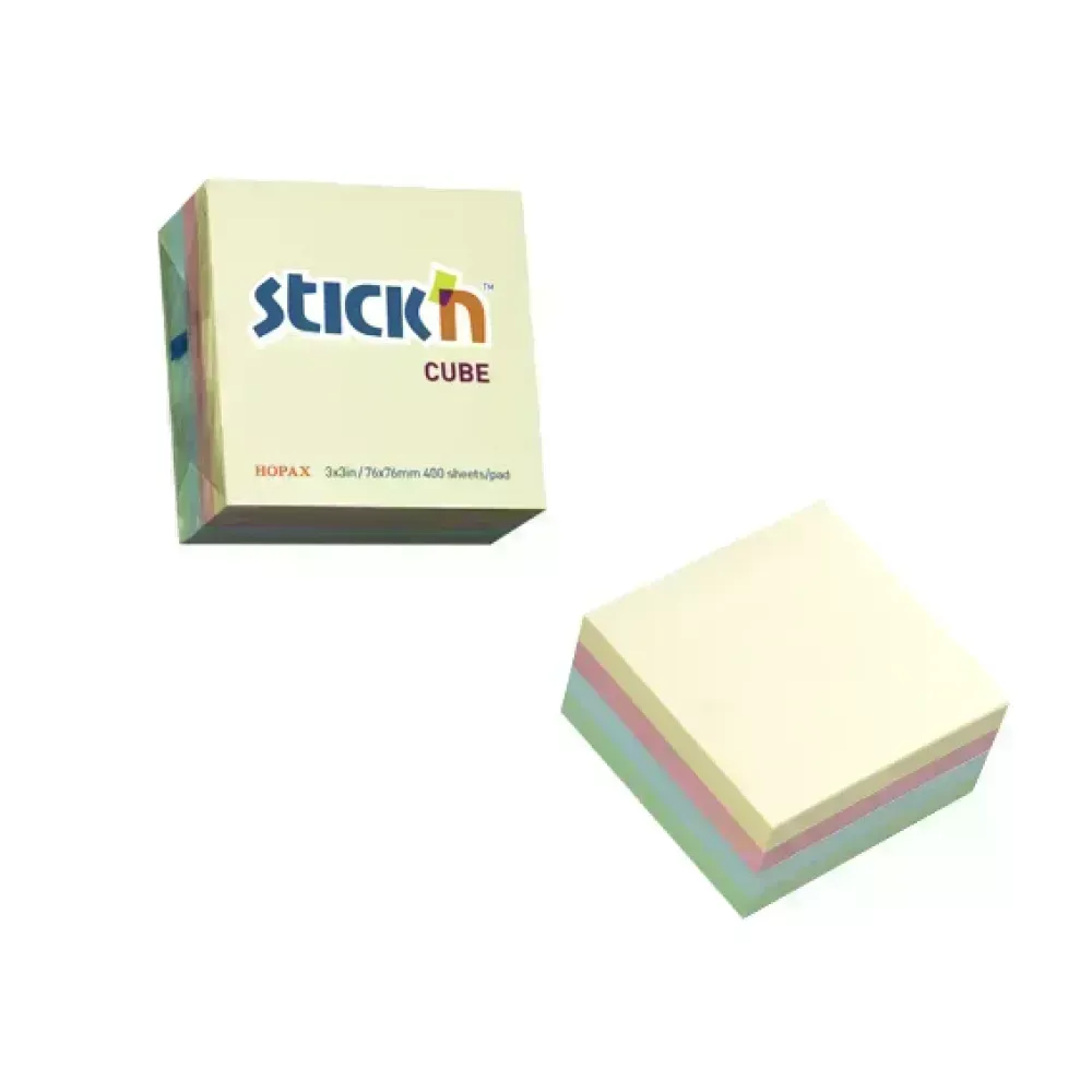 Cubo N. Adhesivas Pastel, 3" x 3", Multicolor, 400 h.