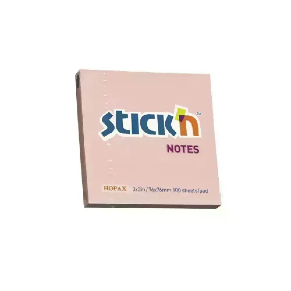 Notas Adhesivas Pastel, 3" x 3", Rosado, Block x 100 h.