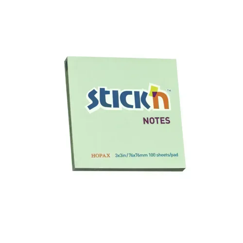 Notas Adhesivas Pastel, 3" x 3", Verde, Block x 100 h.