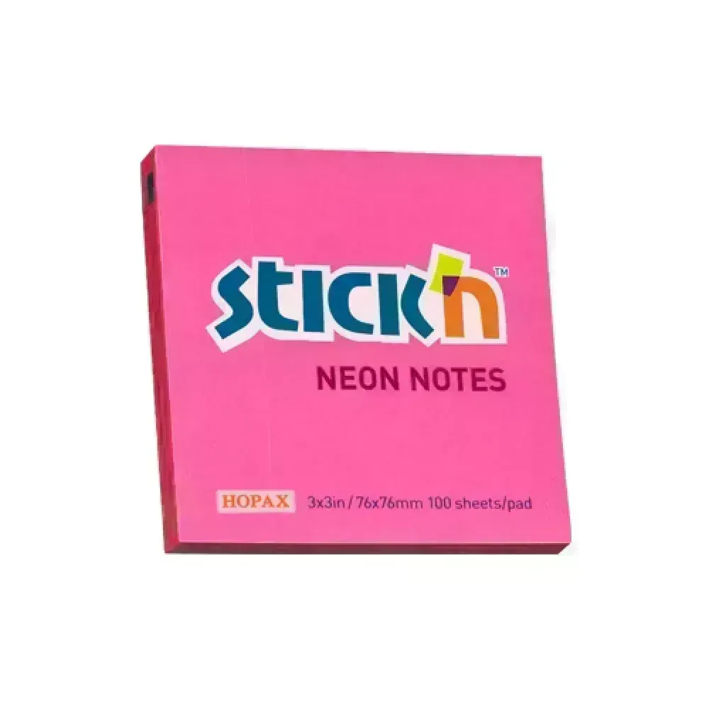 Notas Adhesivas Neón, 3" x 3", Fucsia, Block x 100 h.