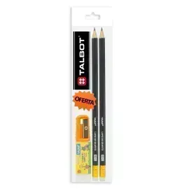 Lápices de Grafito, HB, Pack x 2 Unds + Goma + Tajador (cuerpo negro)
