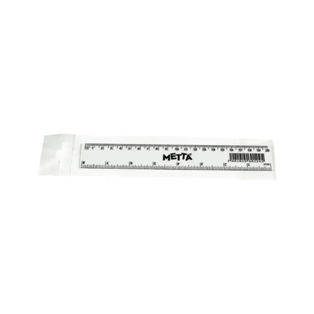 Regla Plástica, Rígida, 20 cm. (cm y pulgadas), Pack x 1 Und.