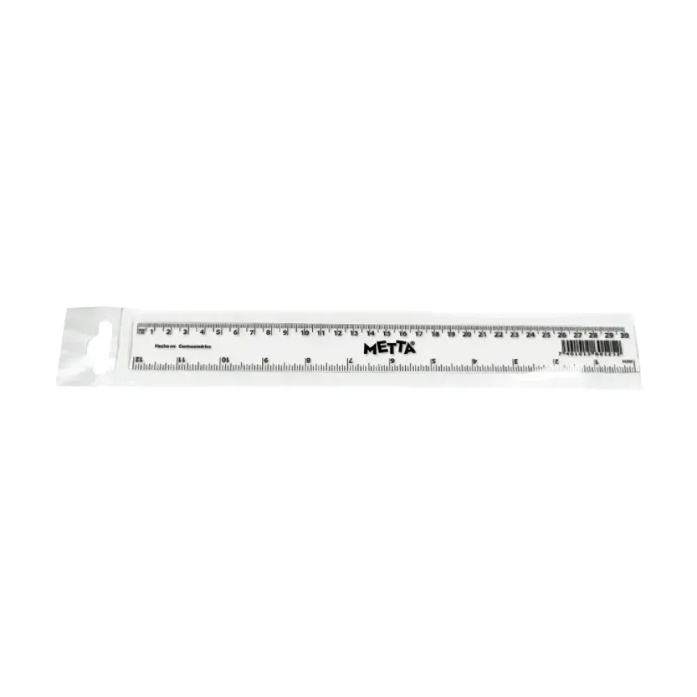 Regla Plástica, Rígida, 30 cm. (cm y pulgadas), Pack x 1 Und.