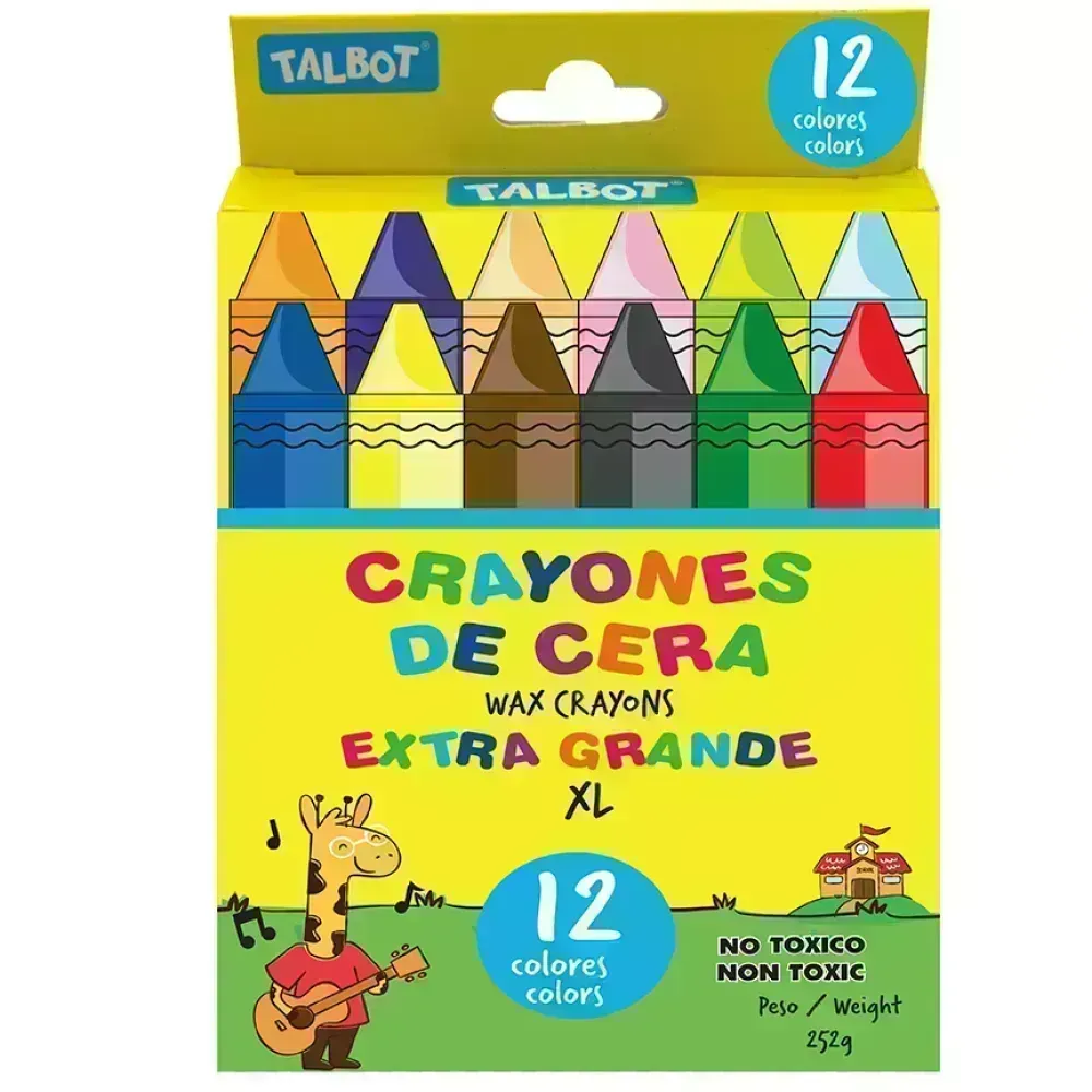 Crayones de Cera, Jumbo XXL, Caja x 12 Unds.   