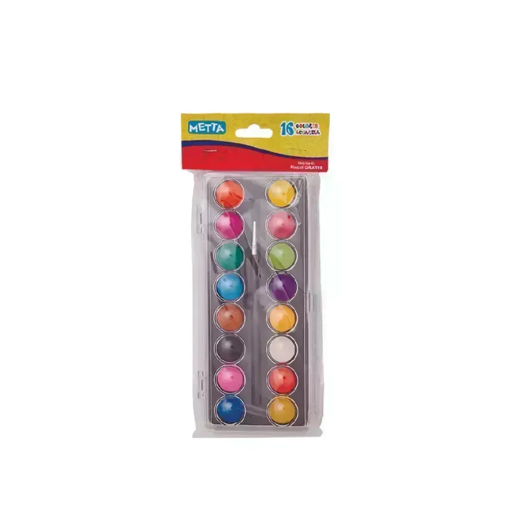 Acuarelas, Caja x 16 colores + Pincel.