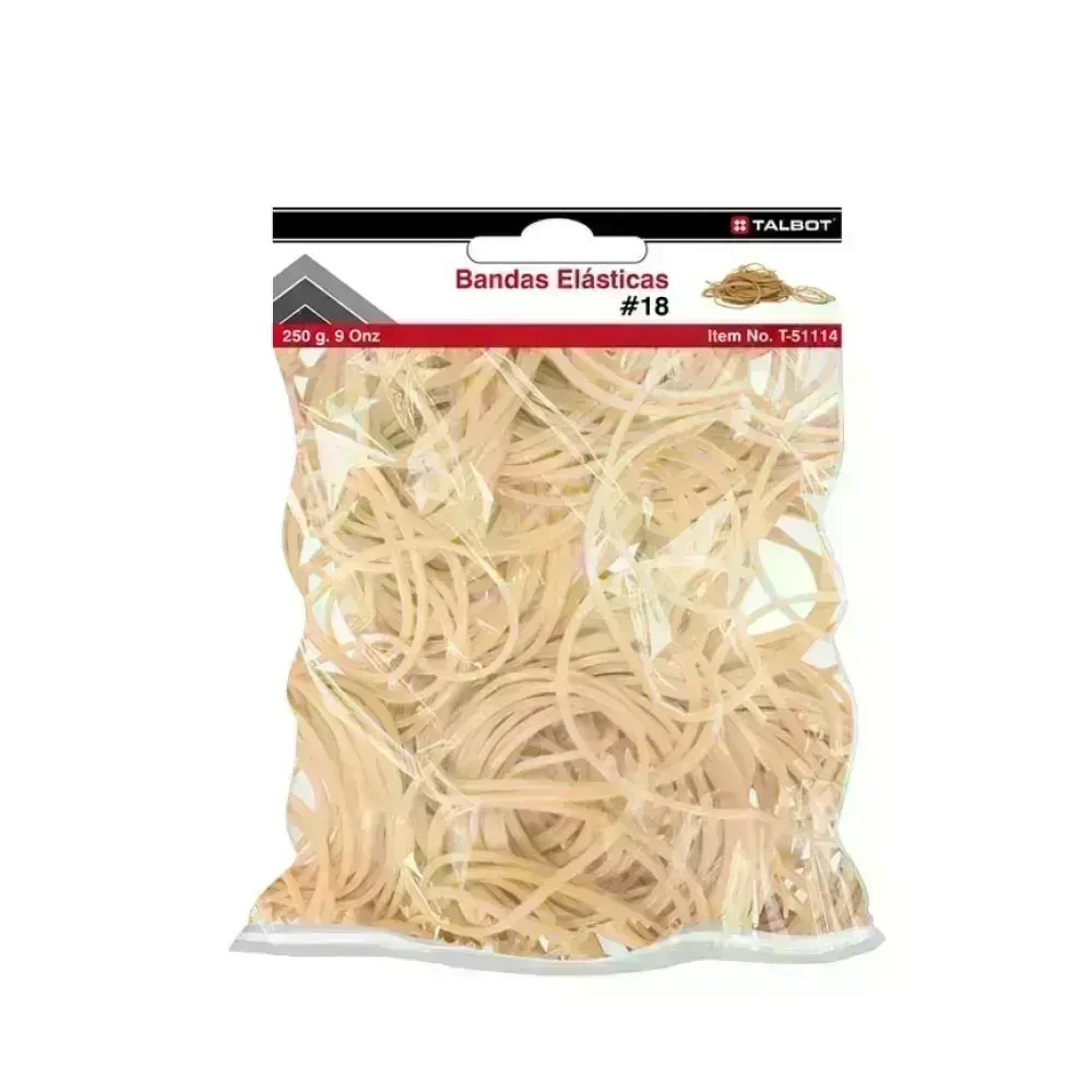 Bandas Elásticas, Nro. 18, Ambar, Bolsa x 9 Onz. (250 g.)