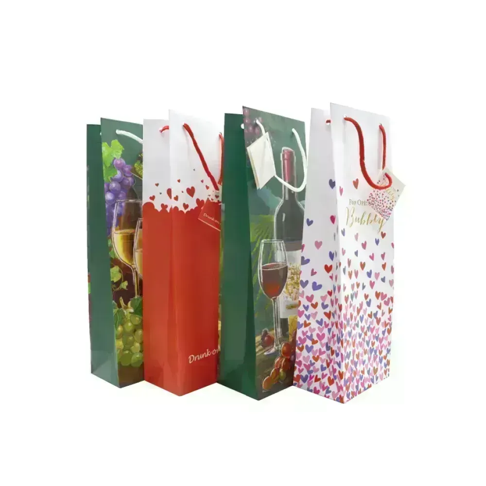 Bolsas de Regalo, Botella, 12.3 cm x 32.6 cm, Diseños, 1 Und.