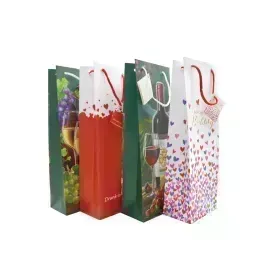 Bolsas de Regalo, Botella, 12.3 cm x 32.6 cm, Diseños, 1 Und.