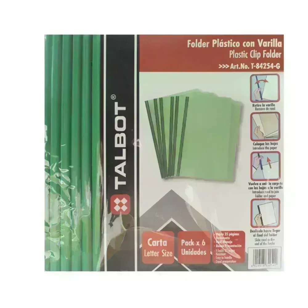 Flip Plástico, Tam. Carta, Verde, Pack x 6 Unds.