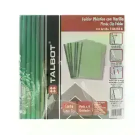 Flip Plástico, Tam. Carta, Verde, Pack x 6 Unds.