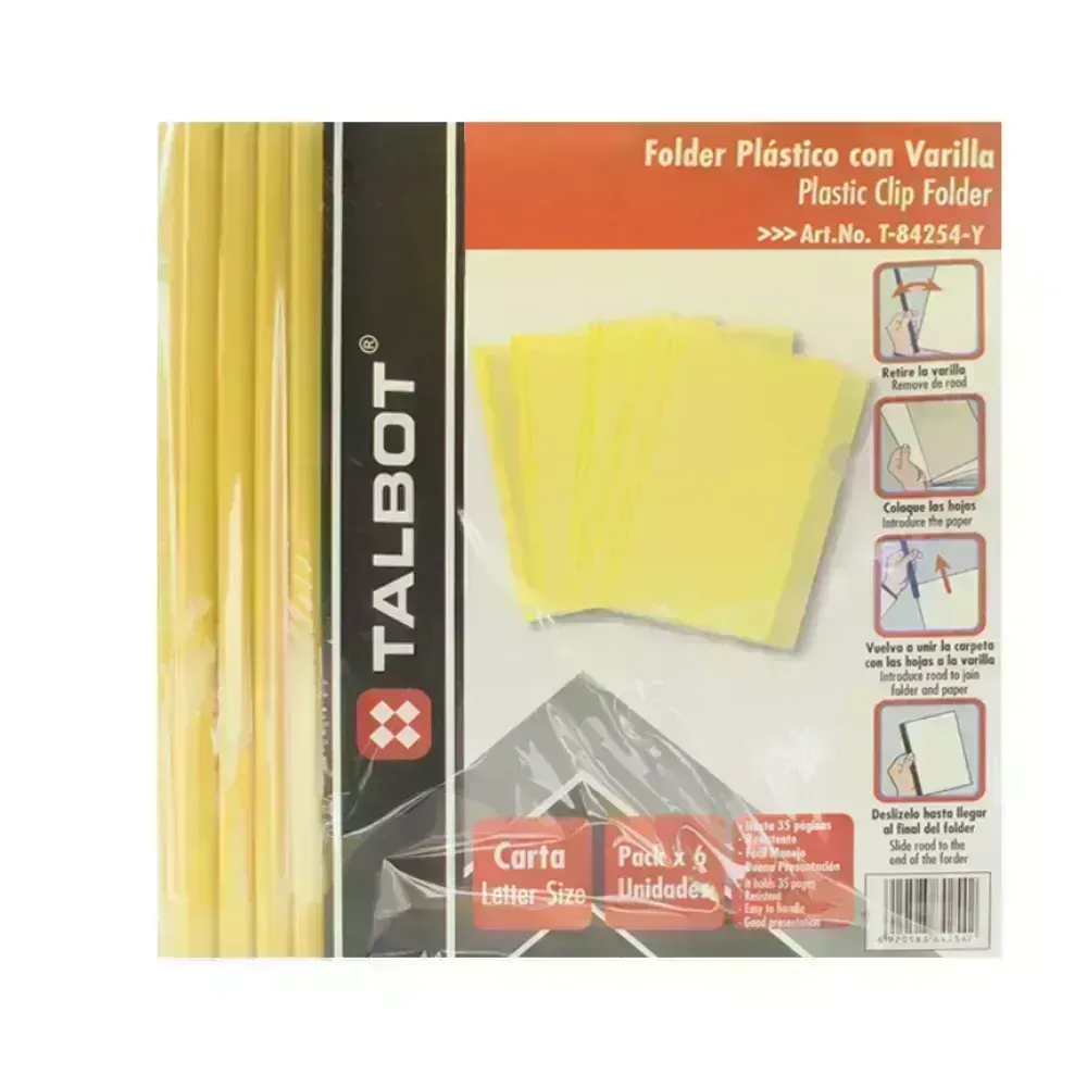 Flip Plástico, Tam. Carta, Amarillo, Pack x 6 Unds.