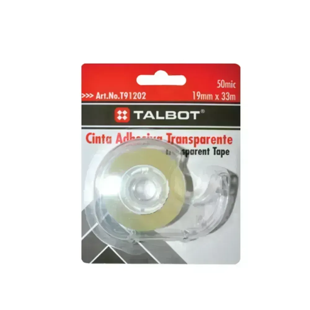 Cinta Adh. Transparente + Dispensador, 19 mm x 33 m, Blister x 1 Und.