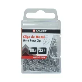 Clips, Níquel, 33 mm, Caja Plastica x 80 Unds.