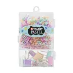 Set, Talbot Colors Pastel, Chinchetas y Clips, Caja Plastica Rectangular, 1 Und