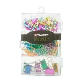 Set, Talbot Metalic Universo, Chinchetas y Clips, Caja Plastica Rectangular, 1 Und