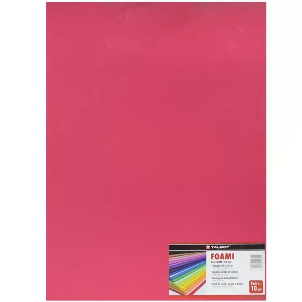 Goma Eva Estándar, Tam. 50 cm x 70 cm, 2 mm, Pack x 10 h. Rojo