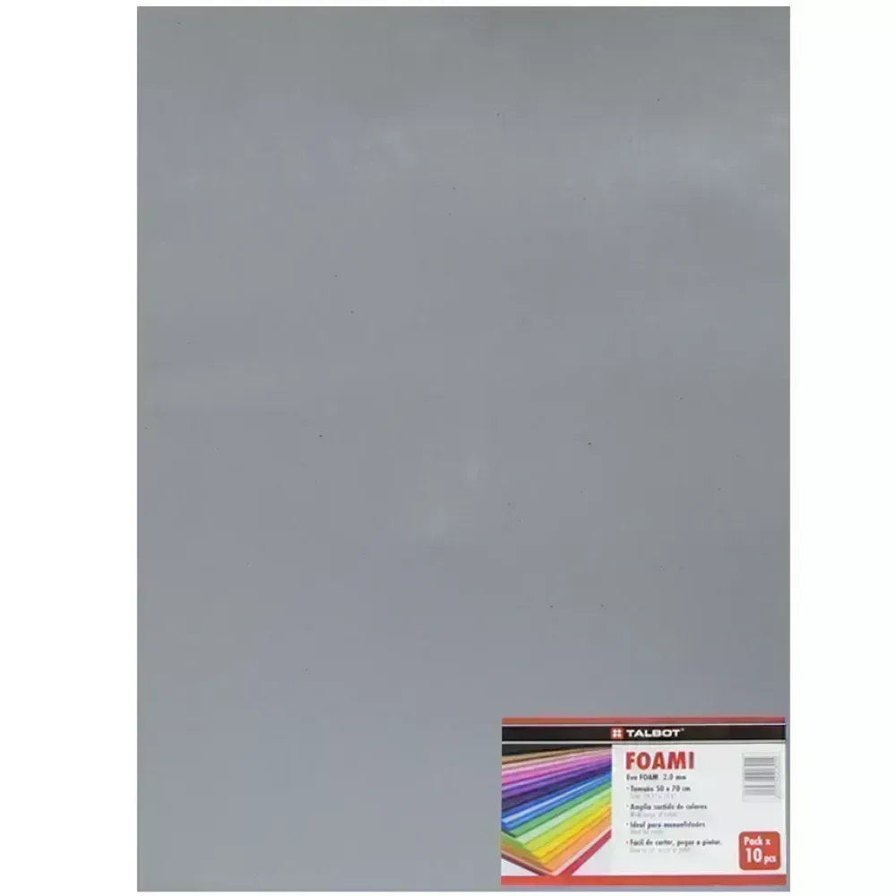 Goma Eva Estándar, Tam. 50 cm x 70 cm, 2 mm, Pack x 10 h. Gris