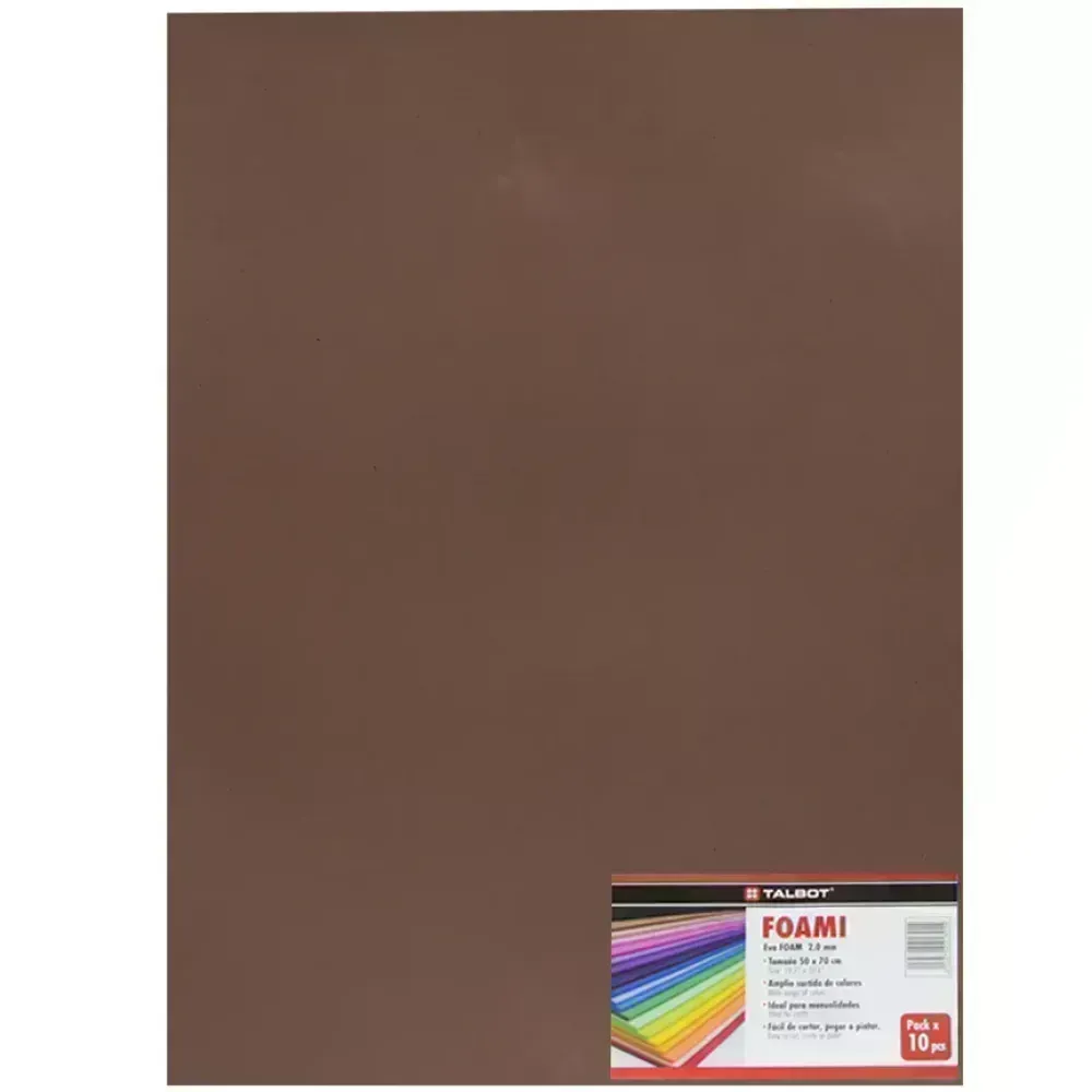 Goma Eva Estándar, Tam. 50 cm x 70 cm, 2 mm, Pack x 10 h. Marrón