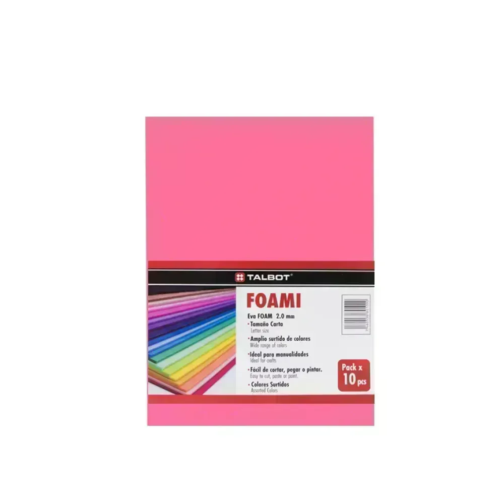 Goma Eva Estándar, Tam. Oficio, 2 mm, Pack x 10 h. Rosa 