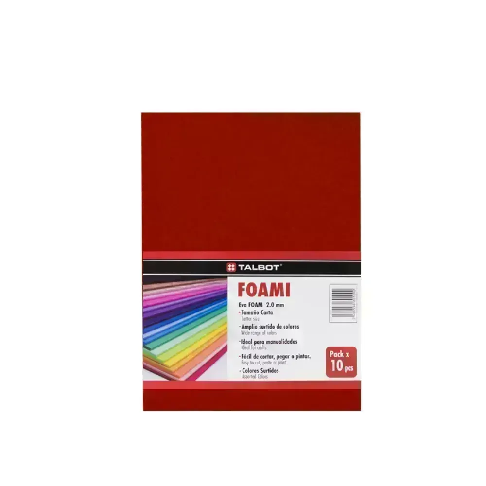 Goma Eva Estándar, Tam. Oficio, 2 mm, Pack x 10 h. Rojo Vino