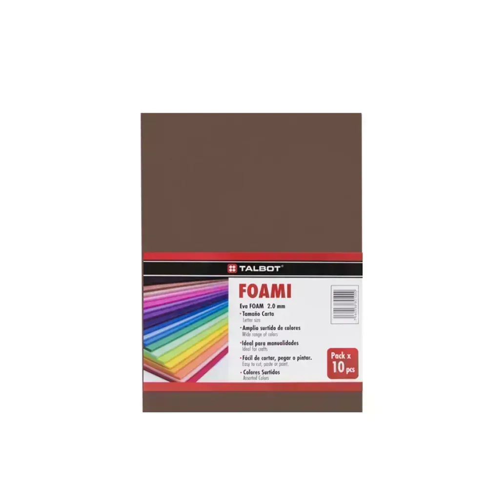 Goma Eva Estándar, Tam. Oficio, 2 mm, Pack x 10 h. Marrón