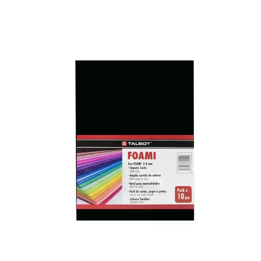 Goma Eva Estándar, Tam. Oficio, 2 mm, Pack x 10 h. Negro
